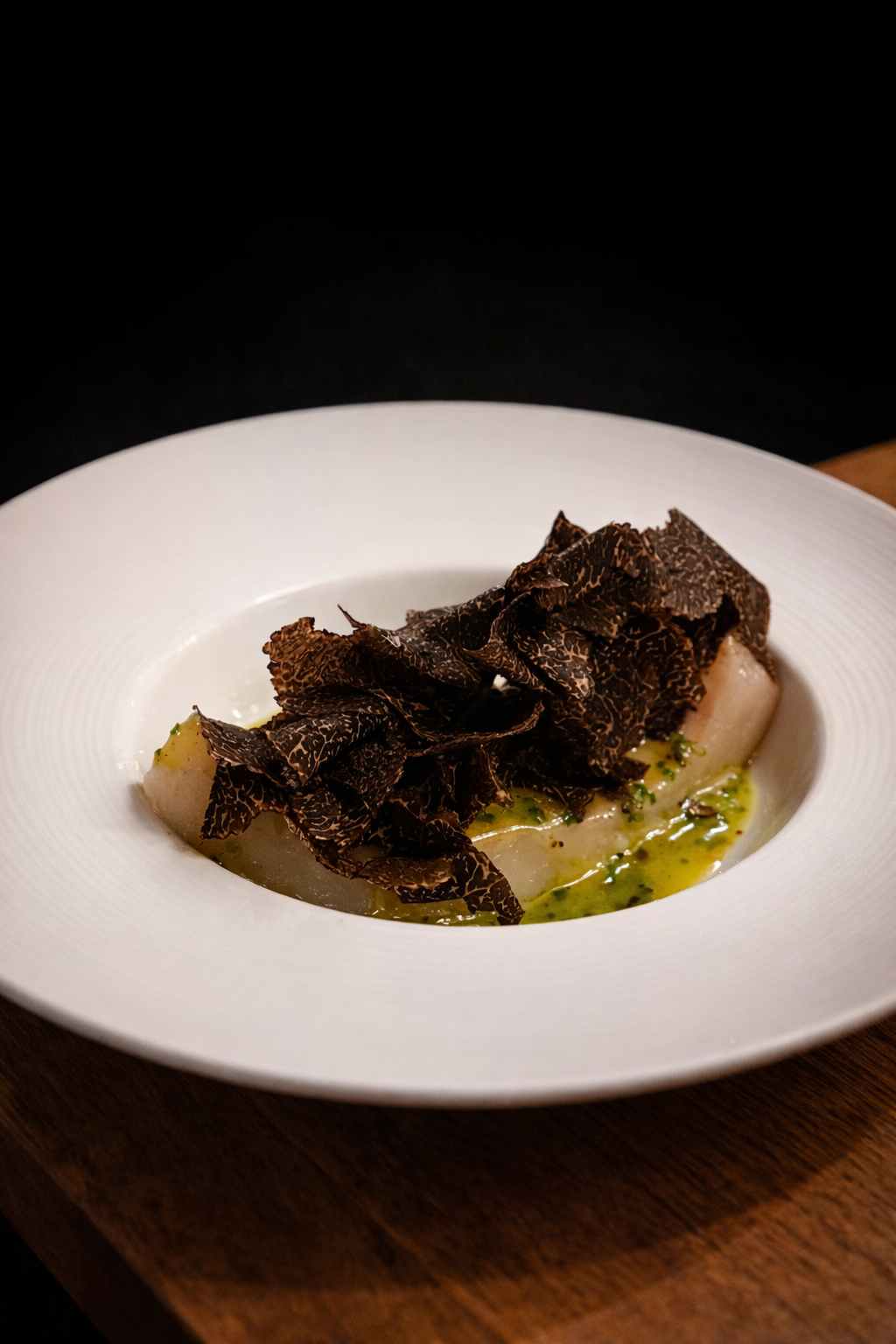 Steamed Norwegian Halibut, Black Winter Truffle Beurre Monte.PNG