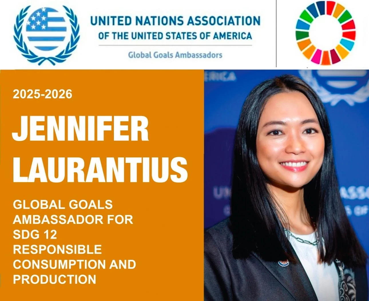 Humbled and honored to serve as a #GlobalGoals Ambassador for SDG 12: Responsible Consumption & Production with the United Nations Association – USA and UN Foundation for the 2025/26 term.
Grateful for the trust, and looking forward to con