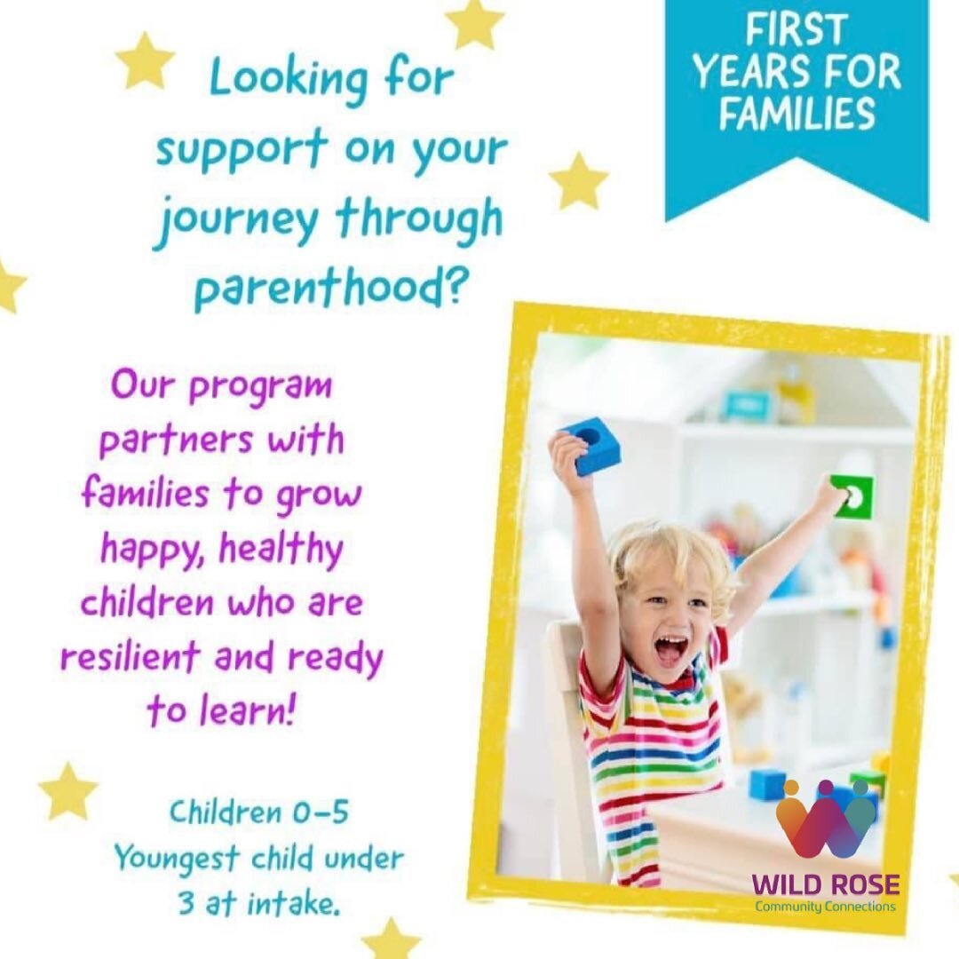 Looking for support on your parenting journey? Our First Years Program is here for you! 

For further program information and referrals contact us at admin@wildrosecc.com or visit our website at https://www.wildrosecommunityconnections.com/first-year