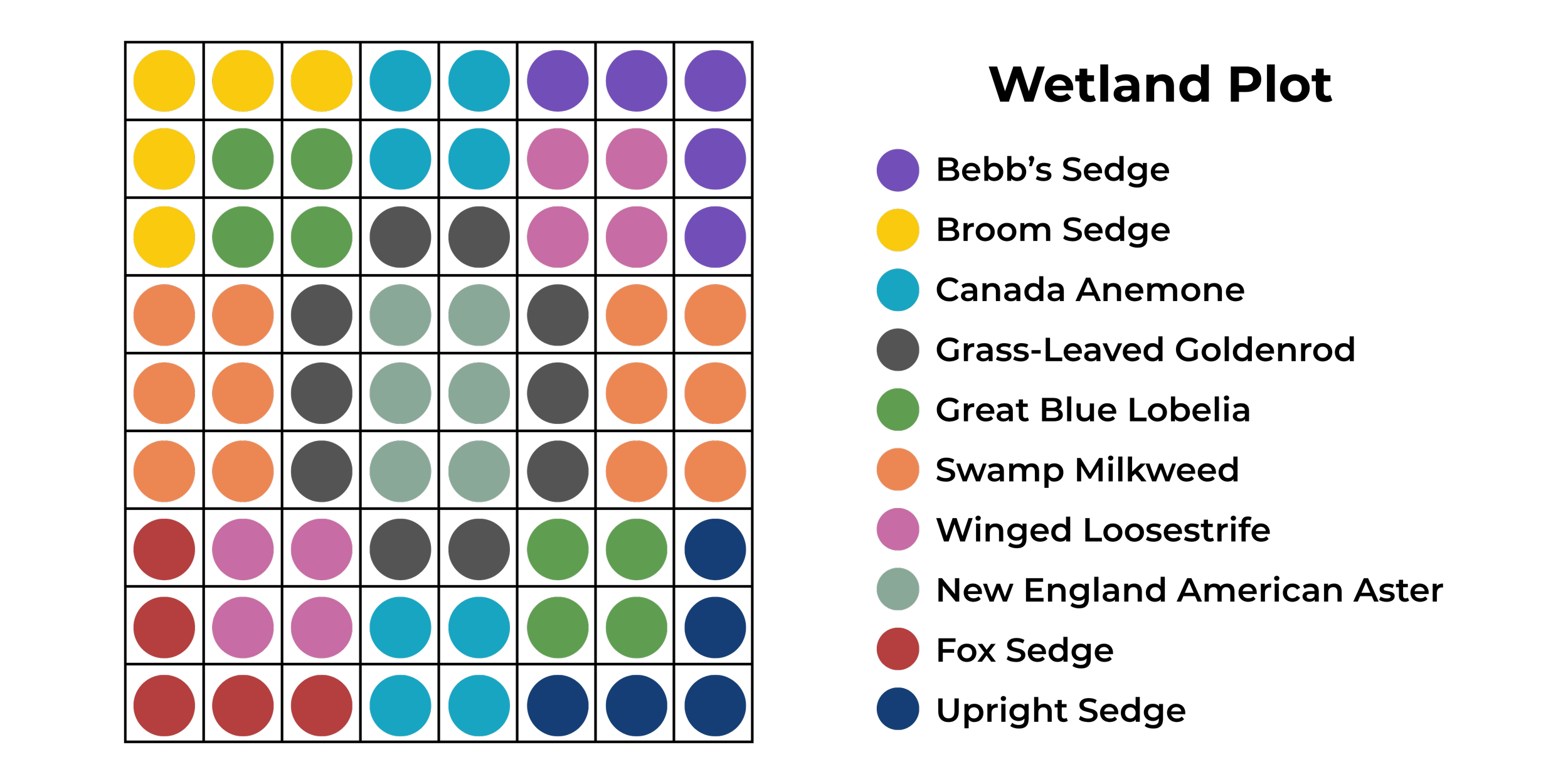 A color chart showing a grid of colored circles with a key indicating their color names, including yellow, green, blue, purple, peach, gray, red, and black.