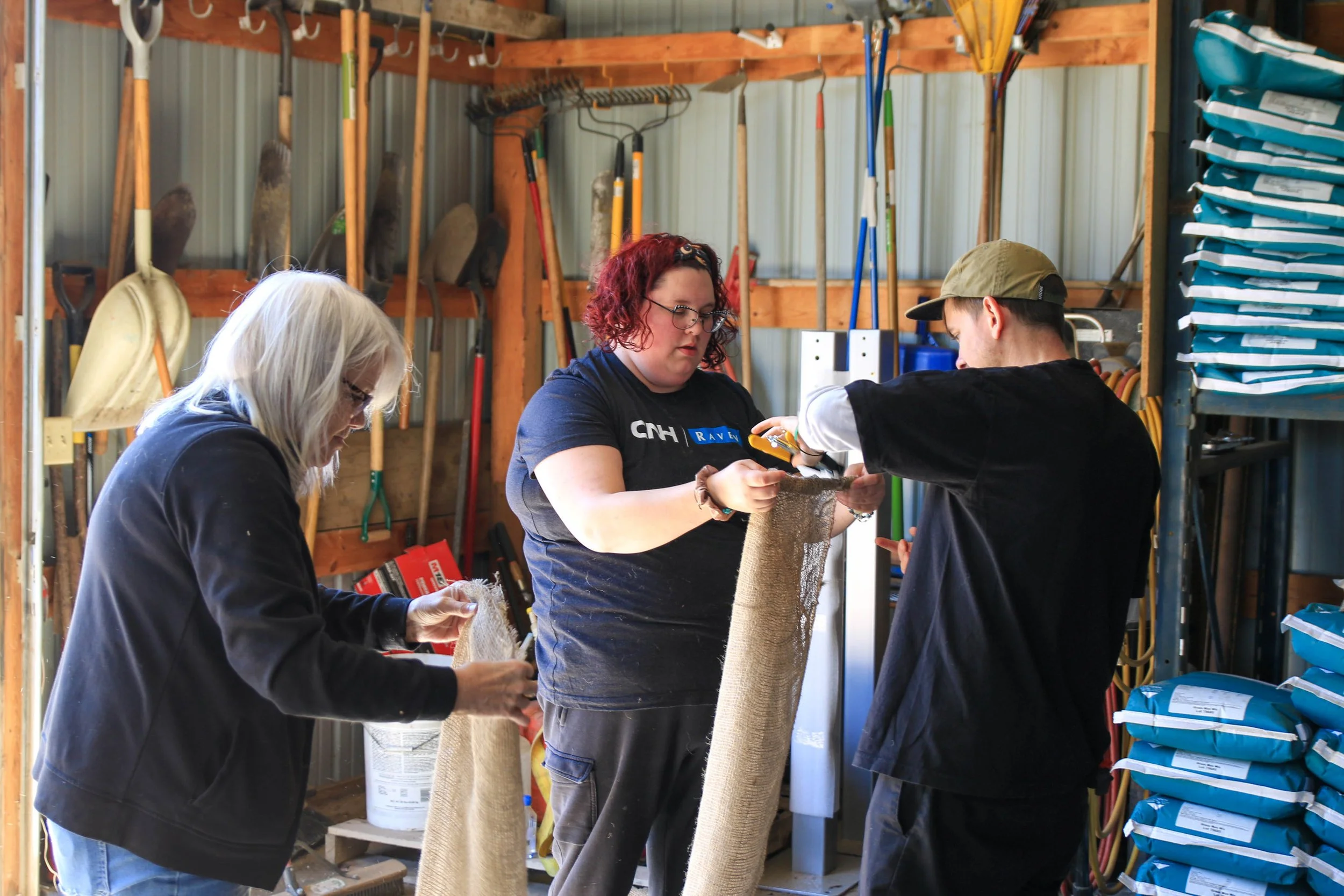 Preparing the Burlap Sacks
