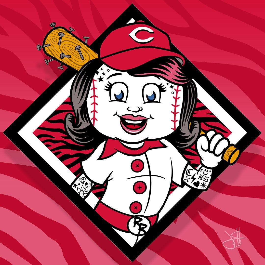 As we enter into the @reds 2024 year, Rosie Red is coming out swinging! I love her fresh new updates and rooting for her and the club all summer long hoping to make it a #RedOctober #GoReds
#atobttr 
#rosiered 
#mascot
#mascotlogo
#mascotdesign
#logo