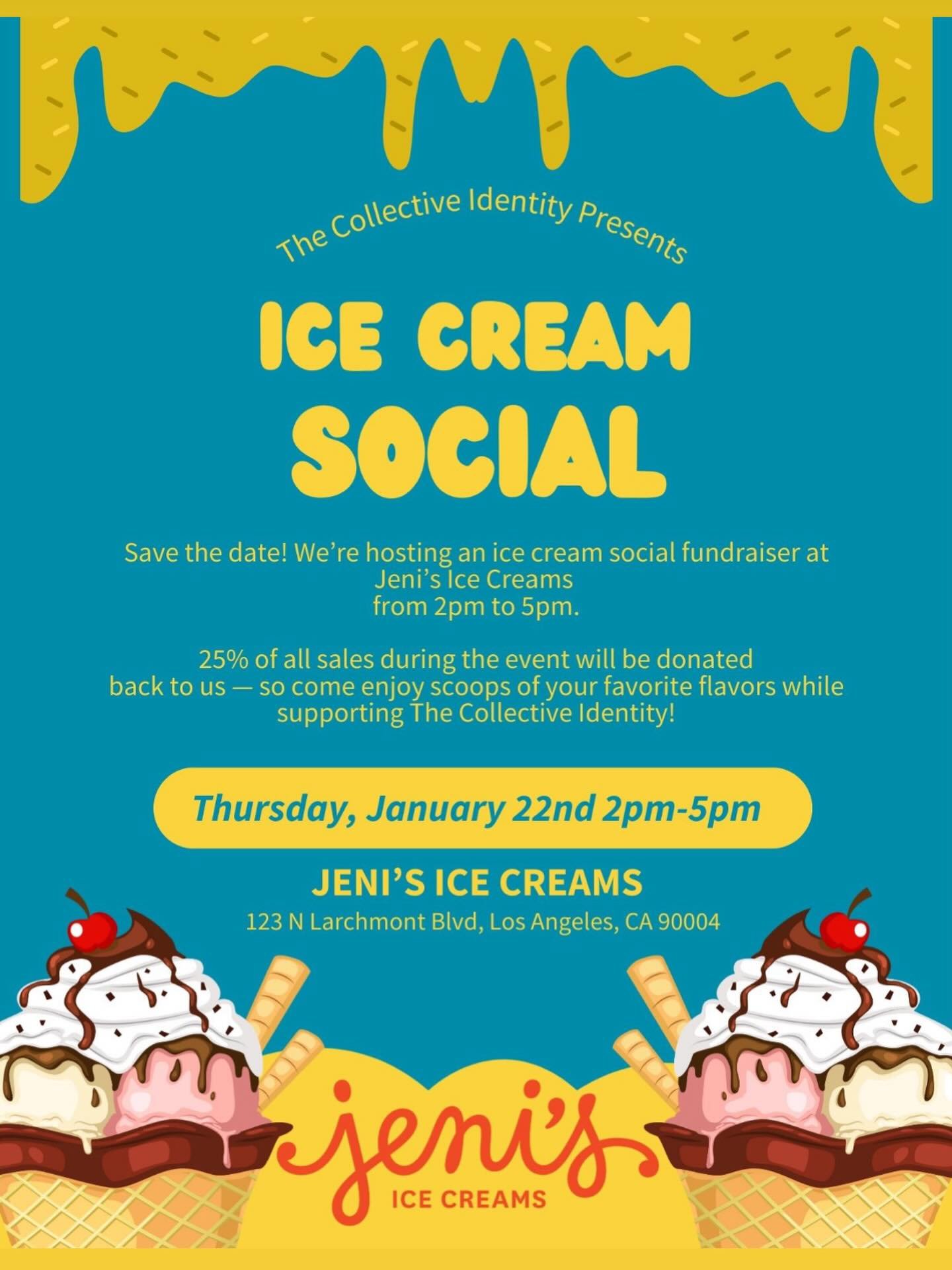 Come and support TCI for Mentoring Awareness month and visit us between 2-5 and grab some ice cream at @jenisicecreams in Larchmont on Thursday Jan 22! 

#mentoring #usc #blackgirls #jenisicecream #thecollectiveidentity