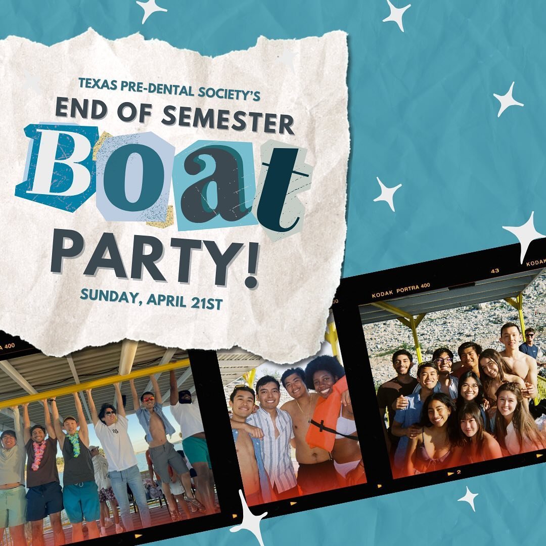 Hey TPS! Join us TOMORROW for our end-of-semester boat party! 🤠🌵 There will be food, games, and great company, so be sure to check Slack for more information on pick-up time and location. 

All members who are signed-up for this event should have b