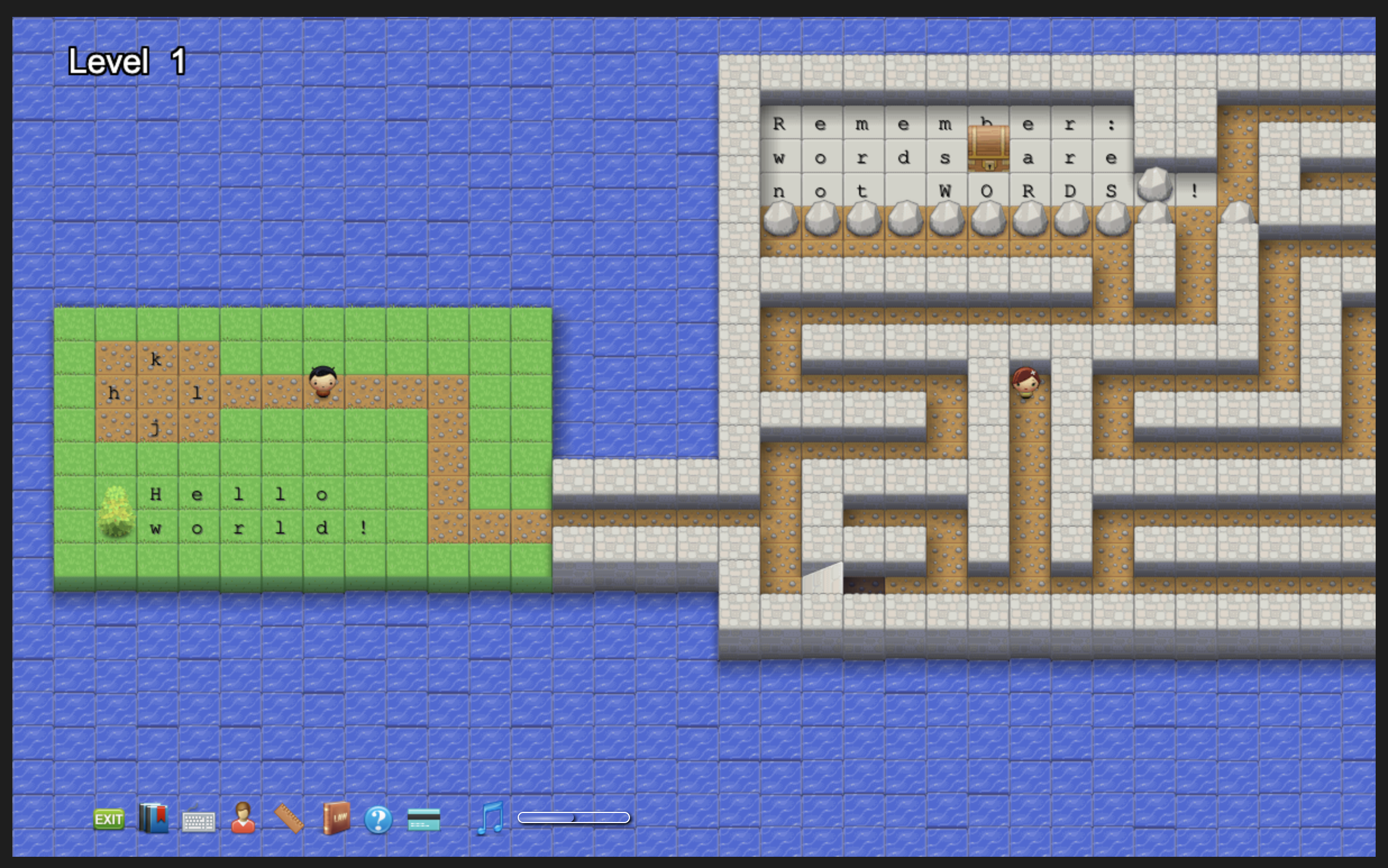 In VIM adventures, you play a blinking cursor. Your job is to restore the world of Textland into order.