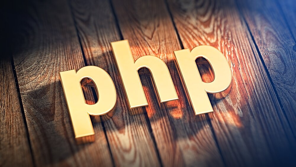 php concept with wooden background