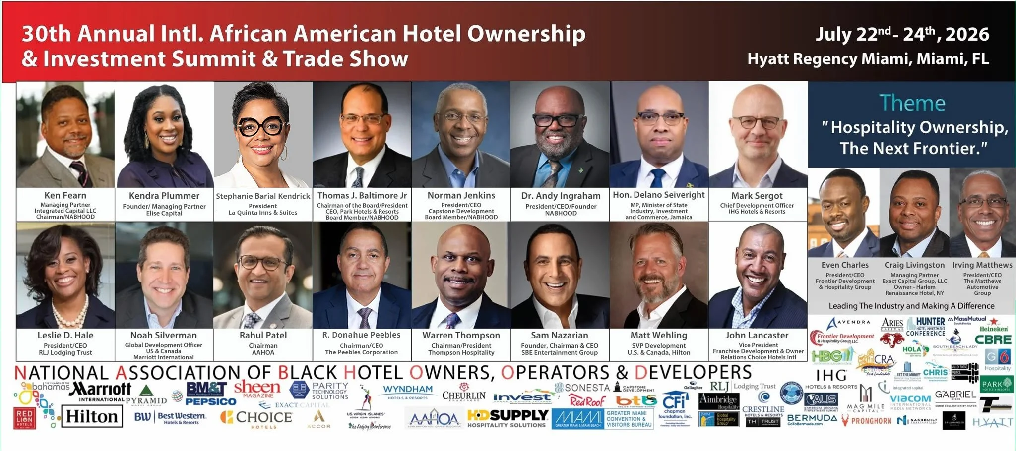 NABHOOD’s 30th Annual International African American Hotel Ownership &amp; Investment Summit &amp; Trade Show 2026