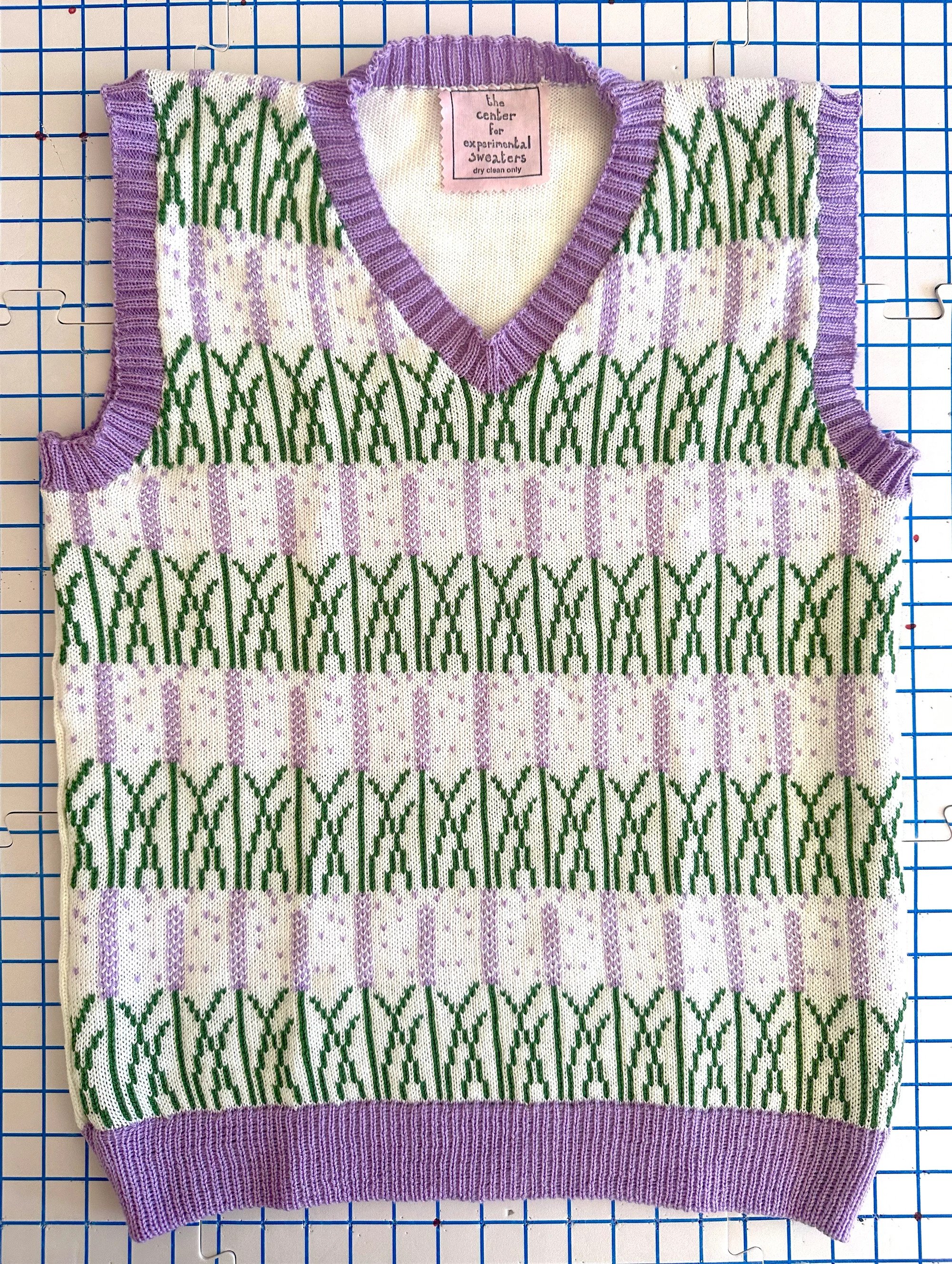 Lavender Sweater Vest - White