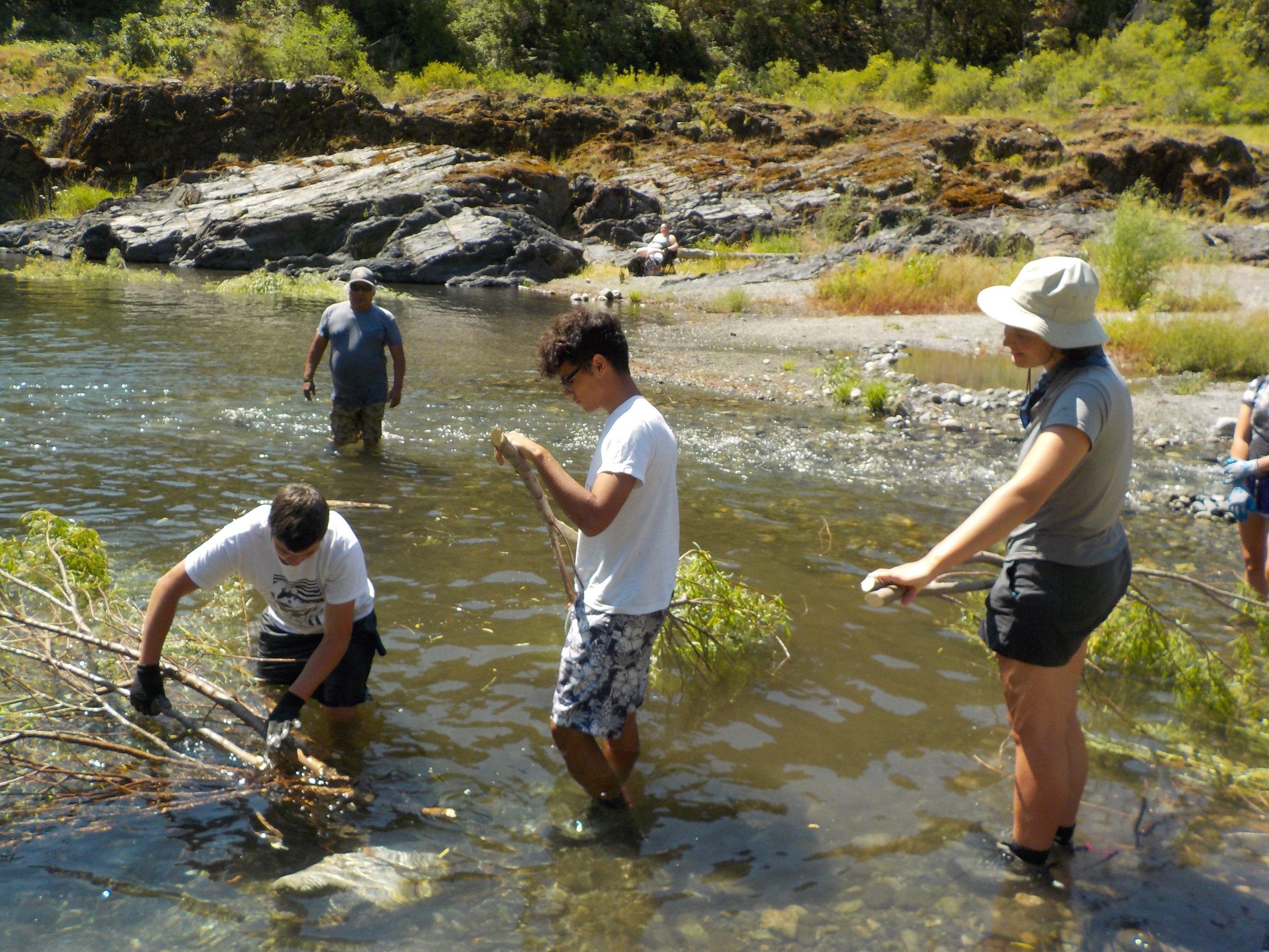  Interns worked with MKWC Fisheries to create brush bundles. Brush bundles are placed in cold water habitats to increase shade and cover for juvenile salmonids. 