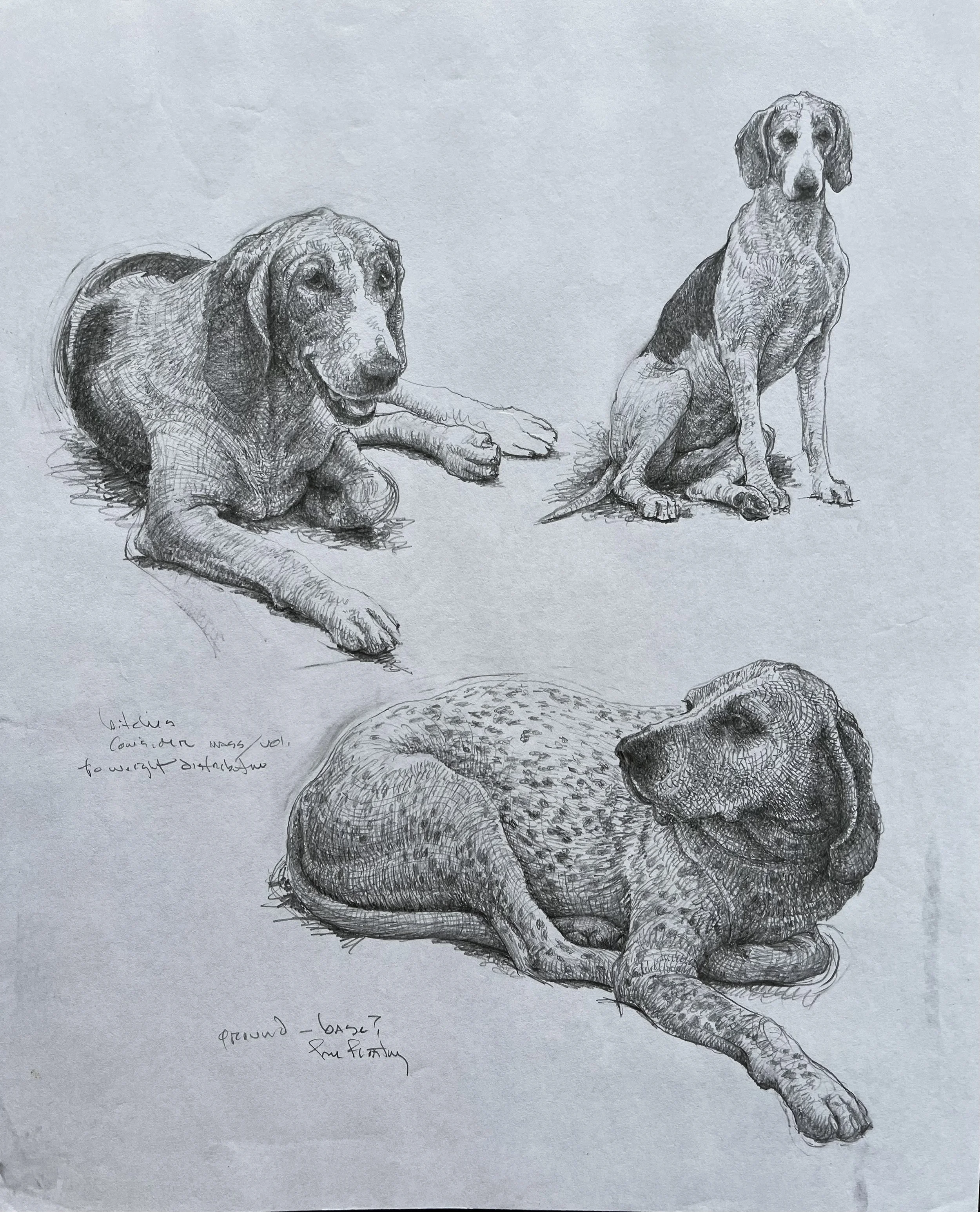 2. Studies for Reclinig Hound bronze.