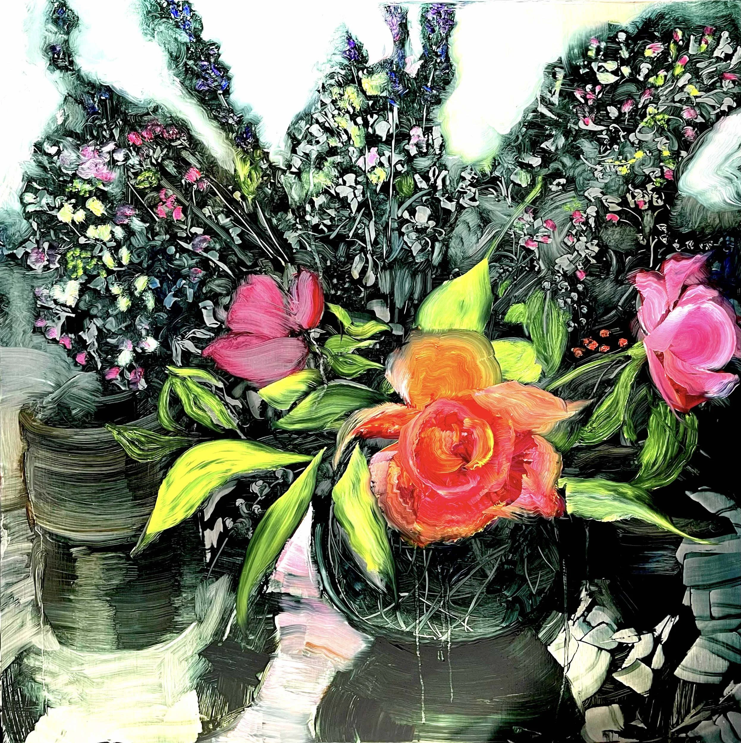Roses in a Ceramic Vase
