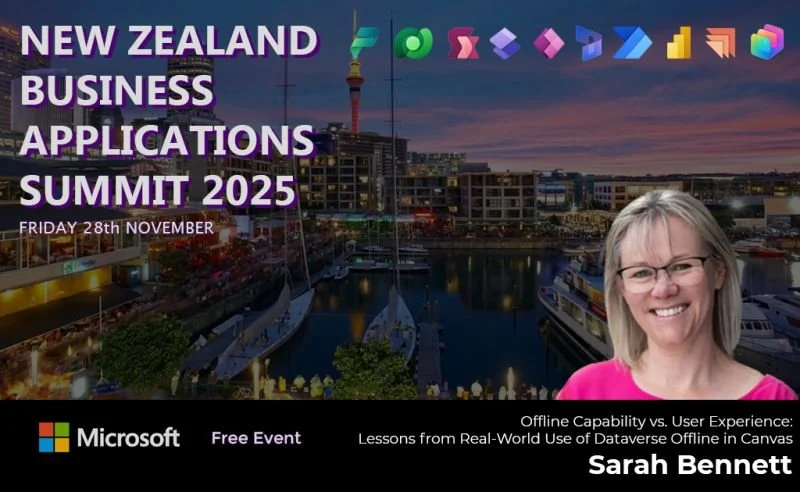 Official announcement about Sarah's session at the NZ BizApps summit 2025