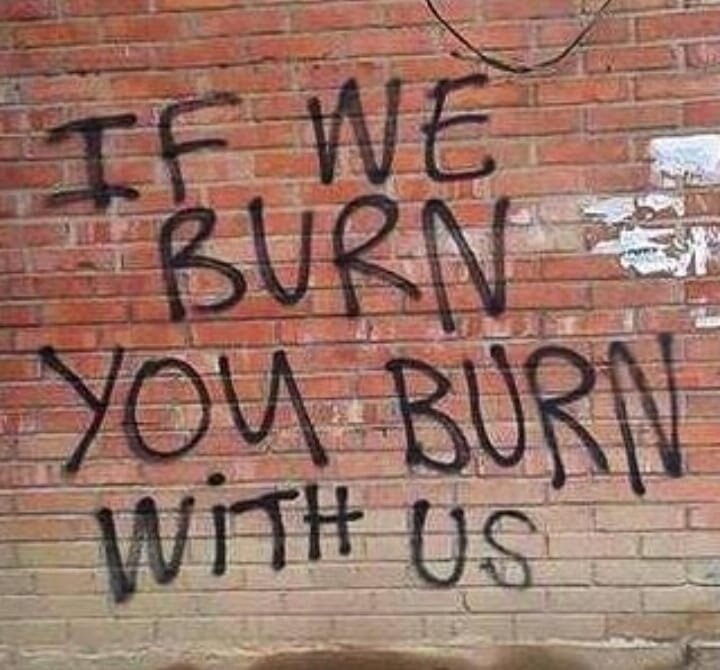 When the people rise up, no amount of force can stop us. Ignoring systemic oppression and retreating into a bubble, or worse yet justifying oppression with racism and classism, will not shield you when everything comes crashing down. In the end, eith