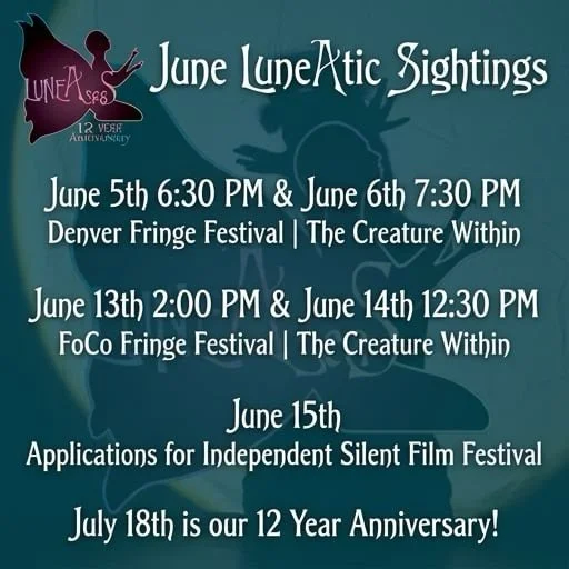 🌙 JUNE WITH LUNEASEAS 

Summer is here, and we have a month full of performances, opportunities, and celebrations ahead!

Ticket links in bio! 

🎭 Denver Fringe Festival
Experience The Creature Within* at Denver Fringe.
📅 June 5 &amp; 6

🎭 Fort C
