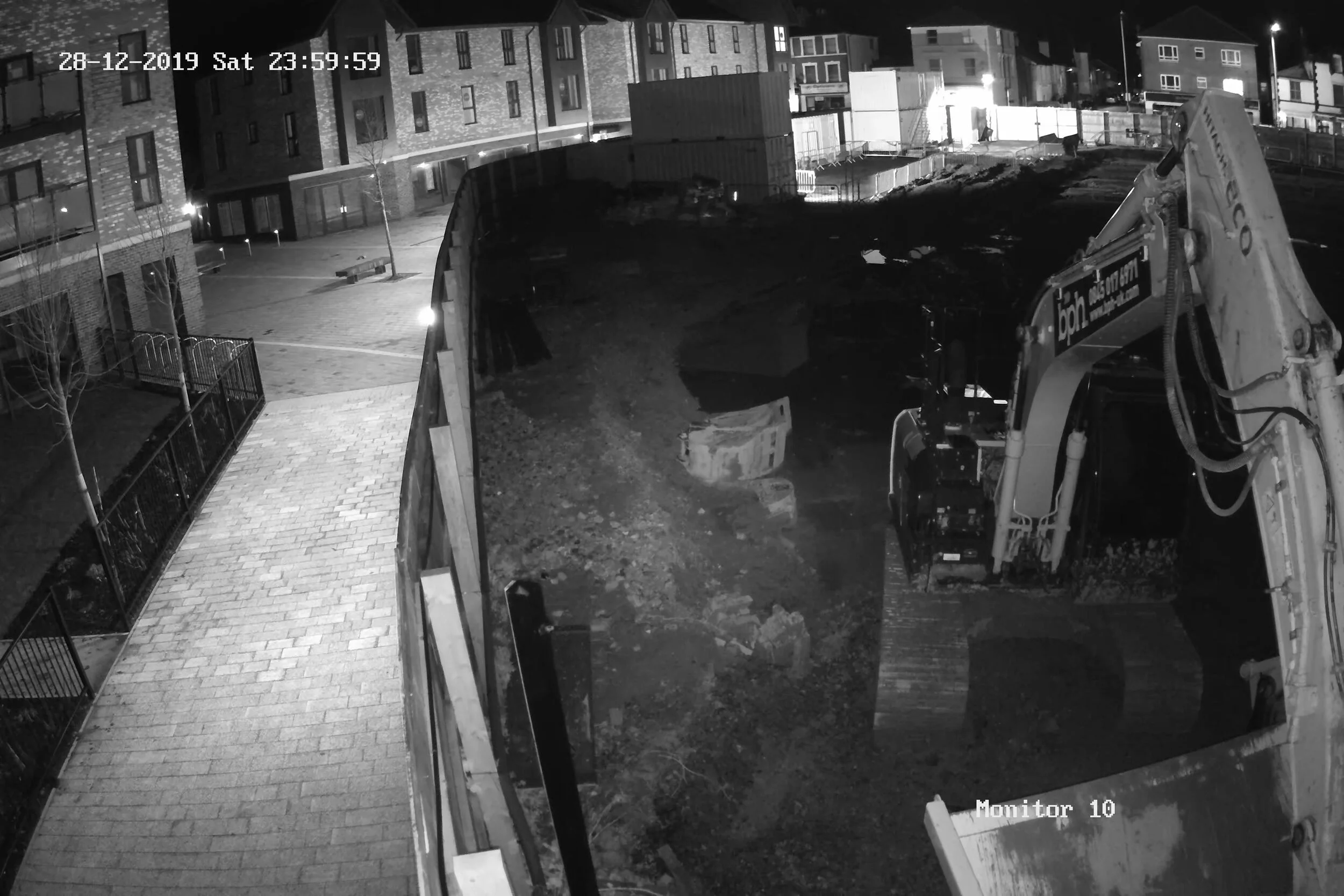 Night Vision Security Camera View Construction Site