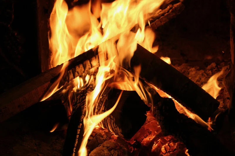 A photograph of fire burning