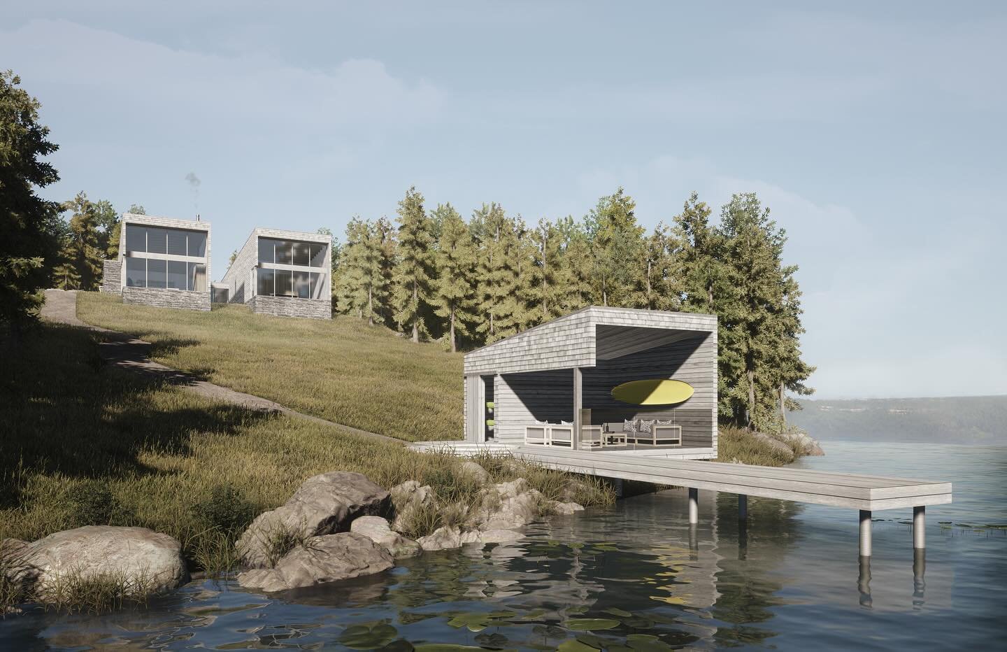 Dreaming of summer days on the pond. 🌊
.
.
.
.
.
Rendering: @mattbenteau 
#architecture #design #newfoundland #explorenl #yyt #nlarchitecture #newfoundlandarchitecture #stjohns #newfoundlandbuzz #hoylesarchitecture