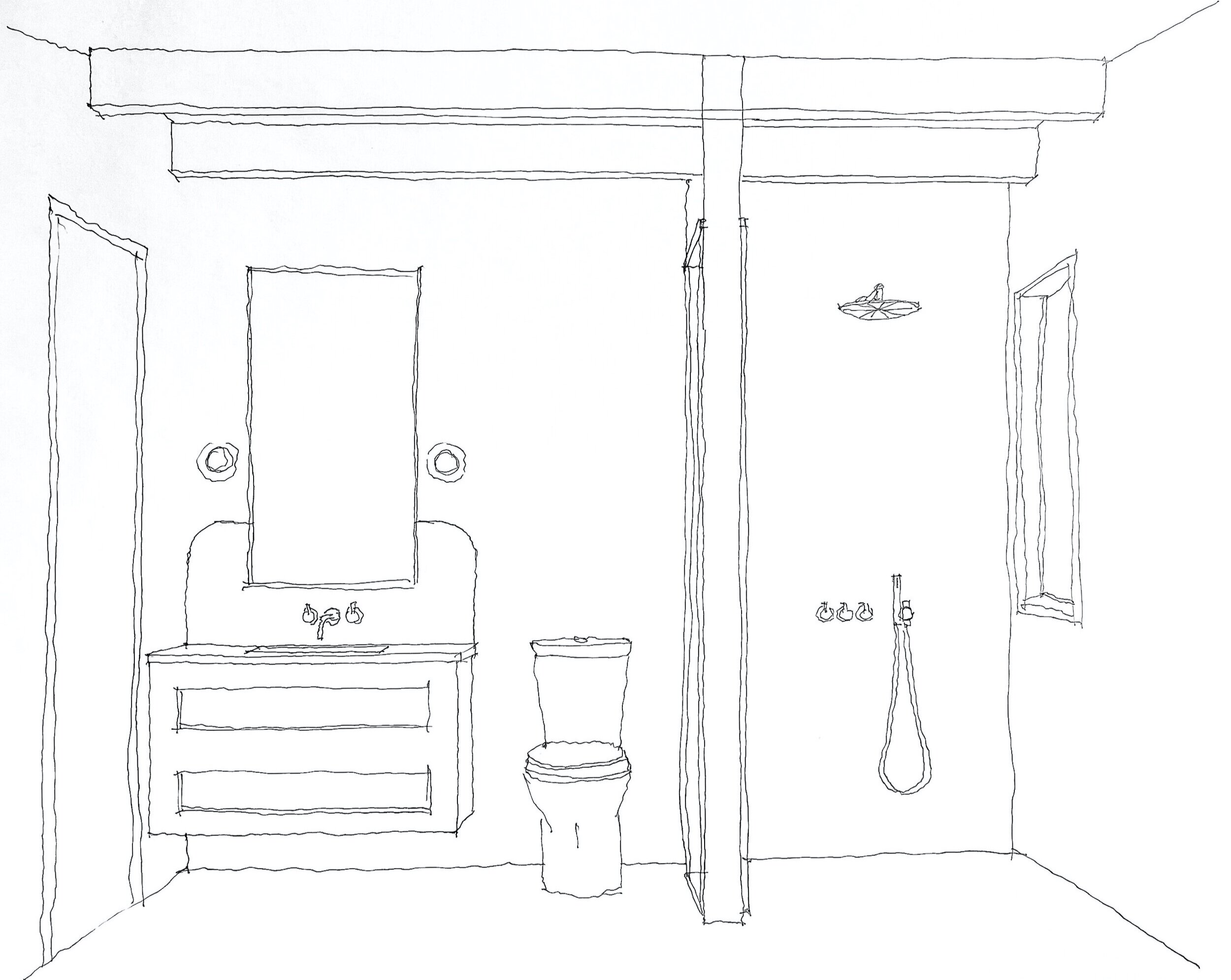 Set of bathroom objects: bathtub, shover, sink and toilet bowl. Bathroom  accessories vector sketch. Stock Vector | Adobe Stock