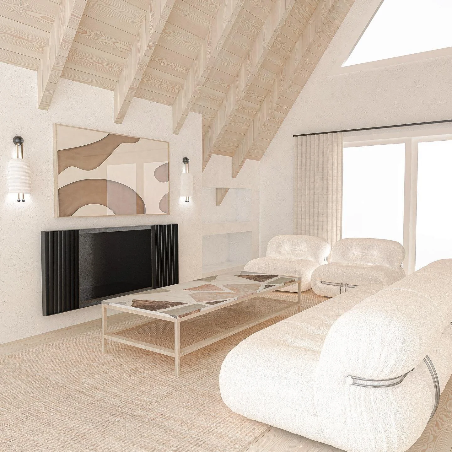 Living room starting to take shape ...custom terrazzo dining table in situ ✨