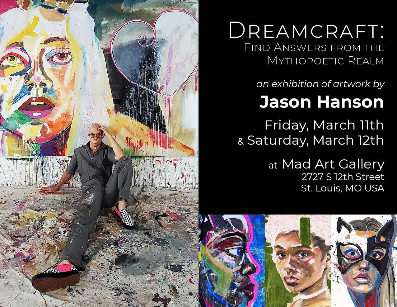 My first big solo show is opening this Friday and Saturday. Two nights only. Come out in person or virtually! Click the link in my bio for the details. Swipe to see photos of the install. This work is really big.

The invite-only artist talk at 6 PM 