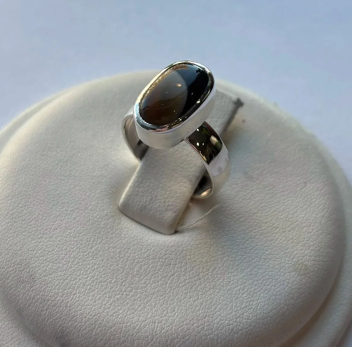  Striped cabochon set in sterling silver 