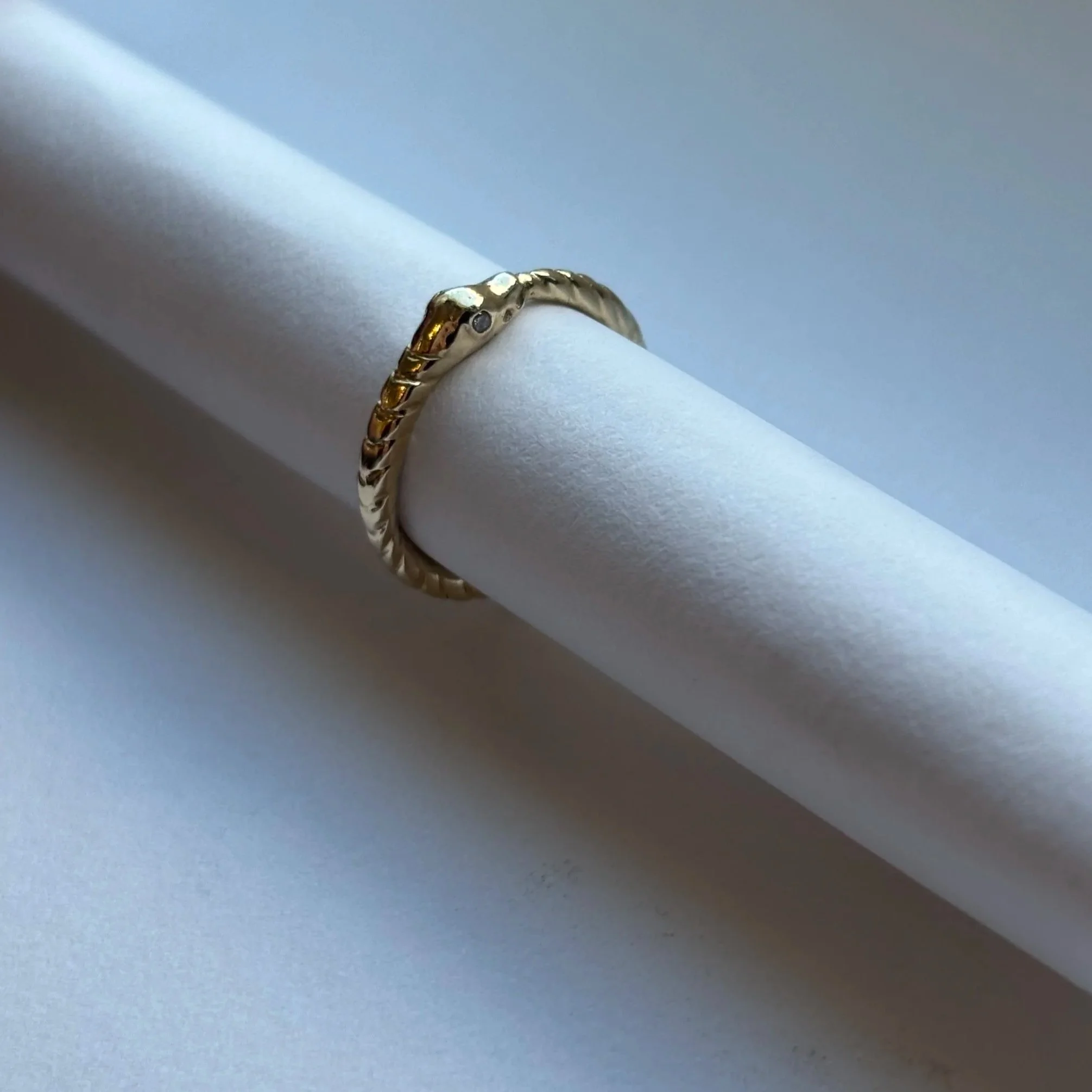  14K yellow gold ouroboros ring 