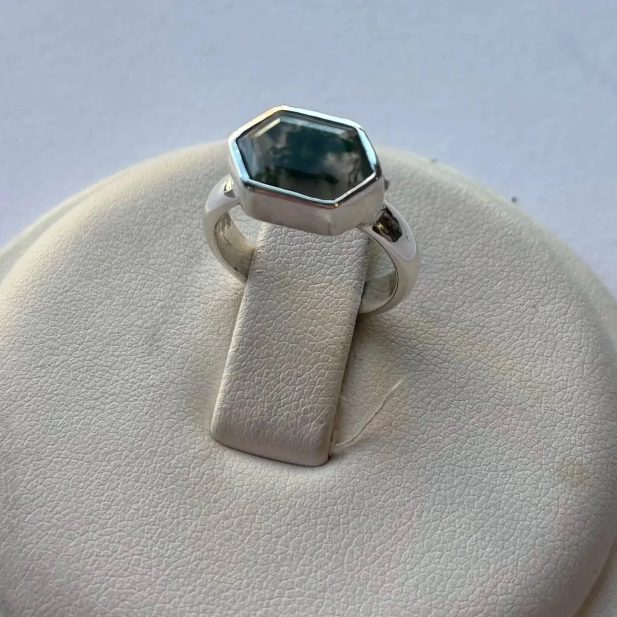  Moss agate set in sterling silver 