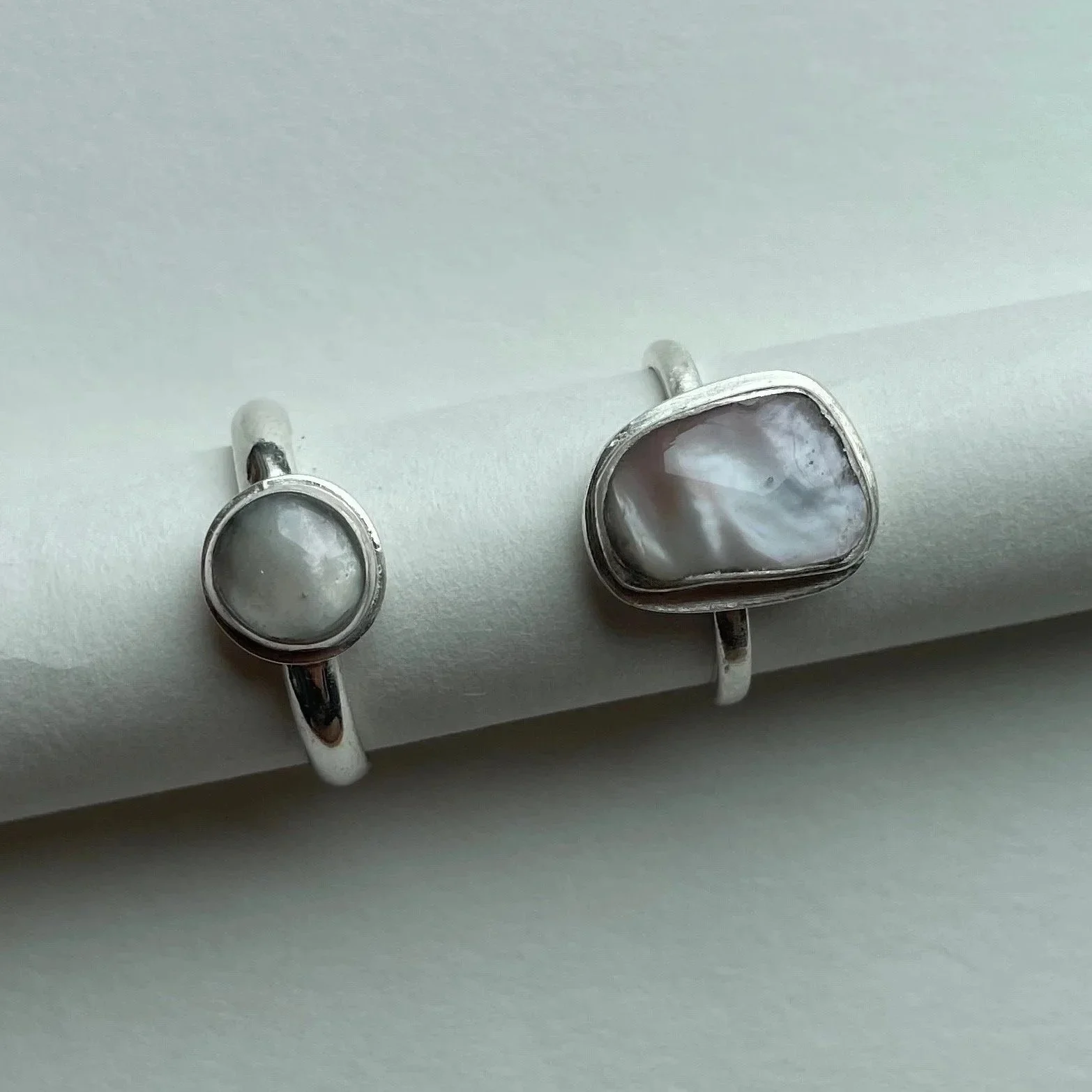  Maine shells bezel-set in sterling silver 