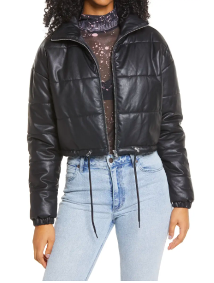 bcbg cropped puffer jacket