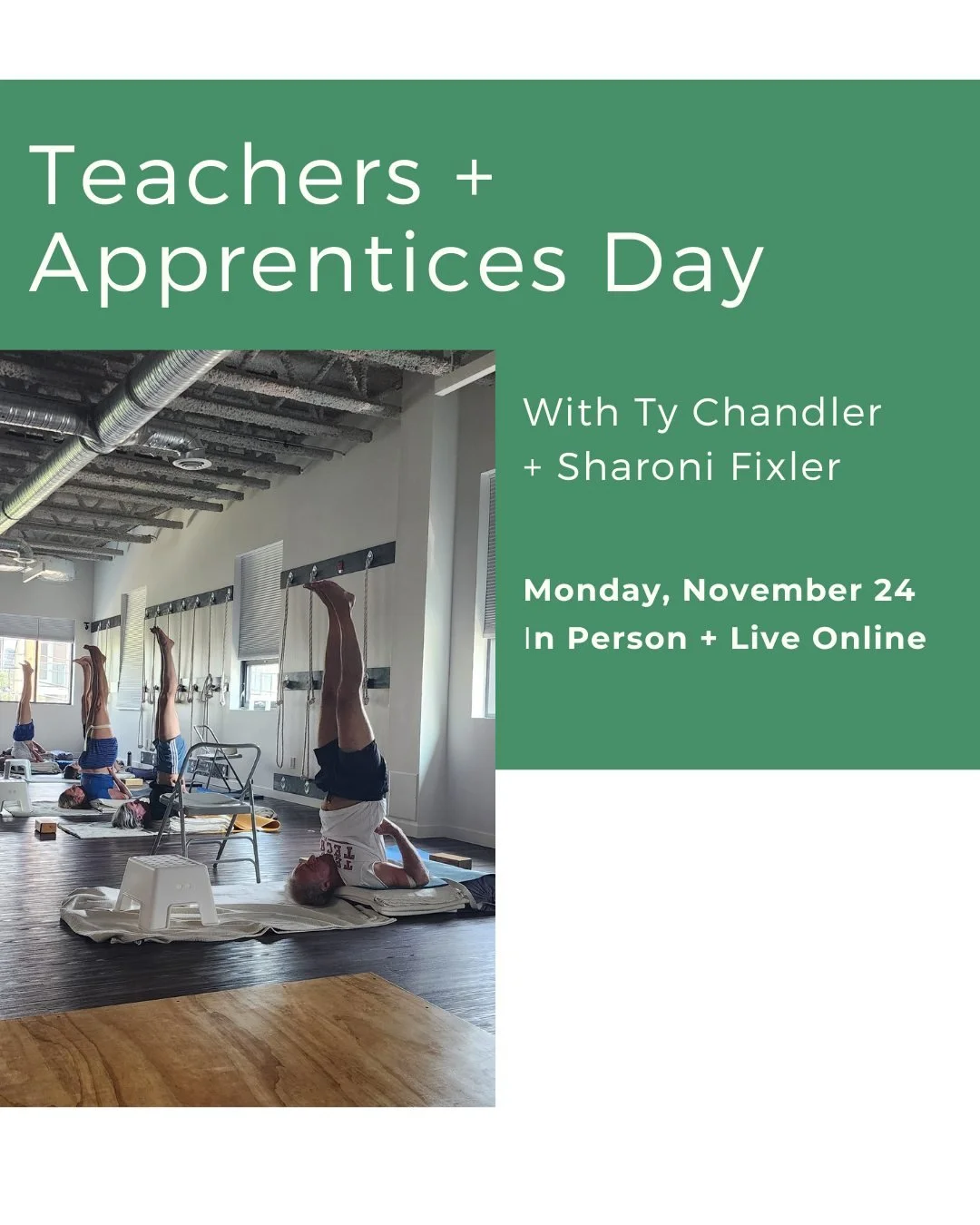 Teachers + Apprentices Day with Ty + Sharoni 📚💫

Join Ty Chandler and Sharoni Fixler for a day of practice and learning focused on practice and teaching skills for those preparing for assessments and/or professional development. Together we will ac