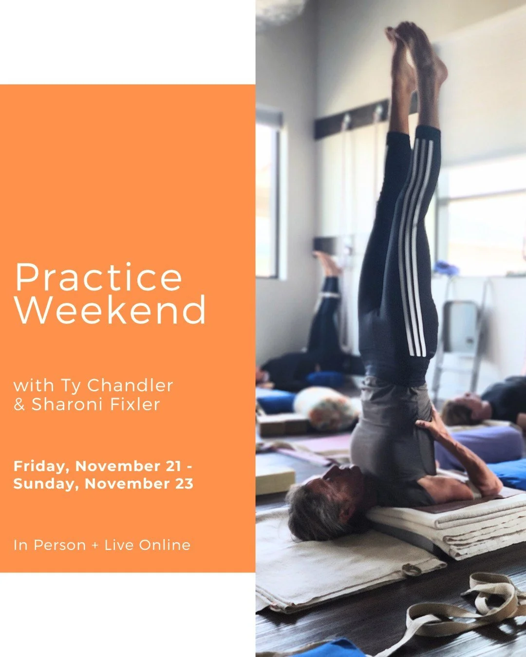 ✨ Practice Weekend with Ty Chandler + Sharoni Fixler ✨

Join us for a weekend of deep and dedicated practice with community 🦋
Evening restorative, rejuvenating morning openings, immersive pranayama and energizing afternoon practice. An opportunity f