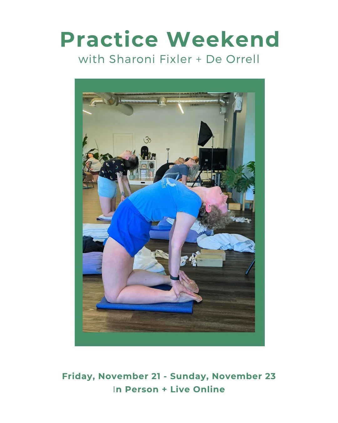 ✨ Practice Weekend with Sharoni Fixler + De Orrell✨

Join us for a weekend of deep and dedicated practice with community 🦋
Evening restorative, rejuvenating morning openings, immersive pranayama and energizing afternoon practice. An opportunity for 