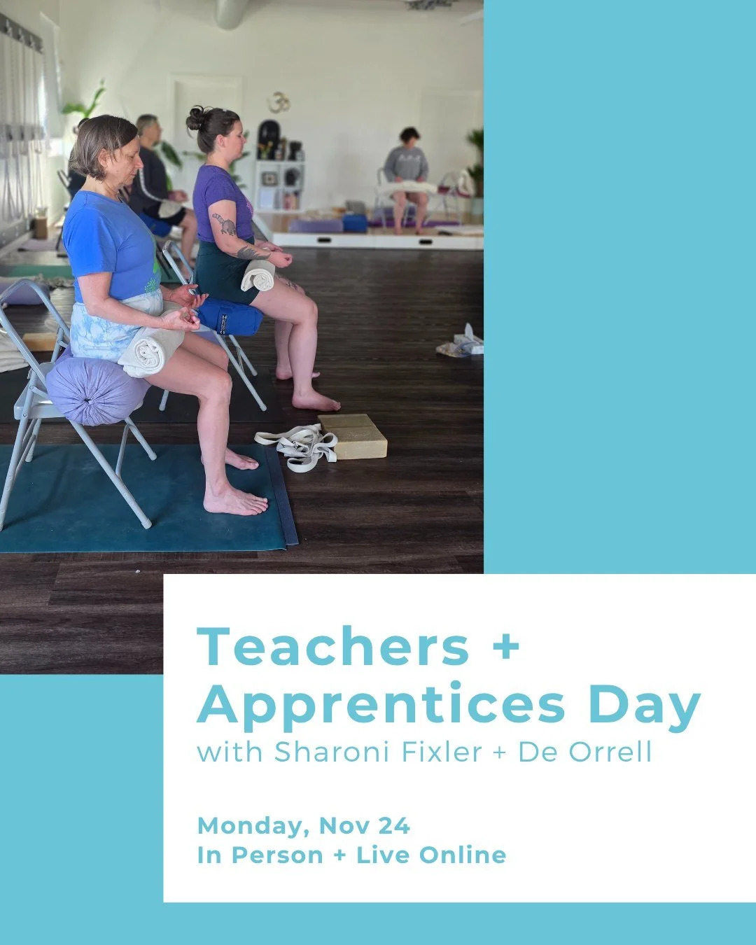 Teachers + Apprentices Day with Sharoni + De 📚💫

Join Sharoni Fixler and De Orrell for a day of practice and learning focused on practice and teaching skills for those preparing for assessments and/or  professional development. Together we will acc