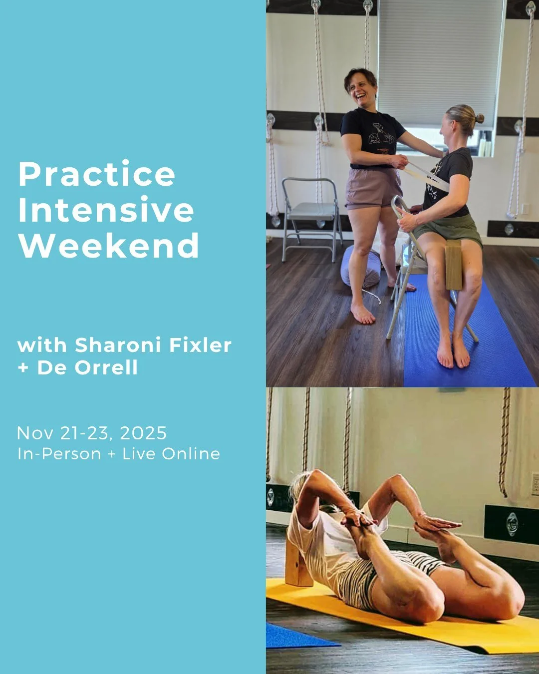 ✨ Practice IntensiveWeekend with Sharoni Fixler + De Orrell✨

Join us for a weekend of deep and dedicated practice with community 🦋

Evening restorative, rejuvenating morning openings, immersive pranayama and energizing afternoon practice. An opport