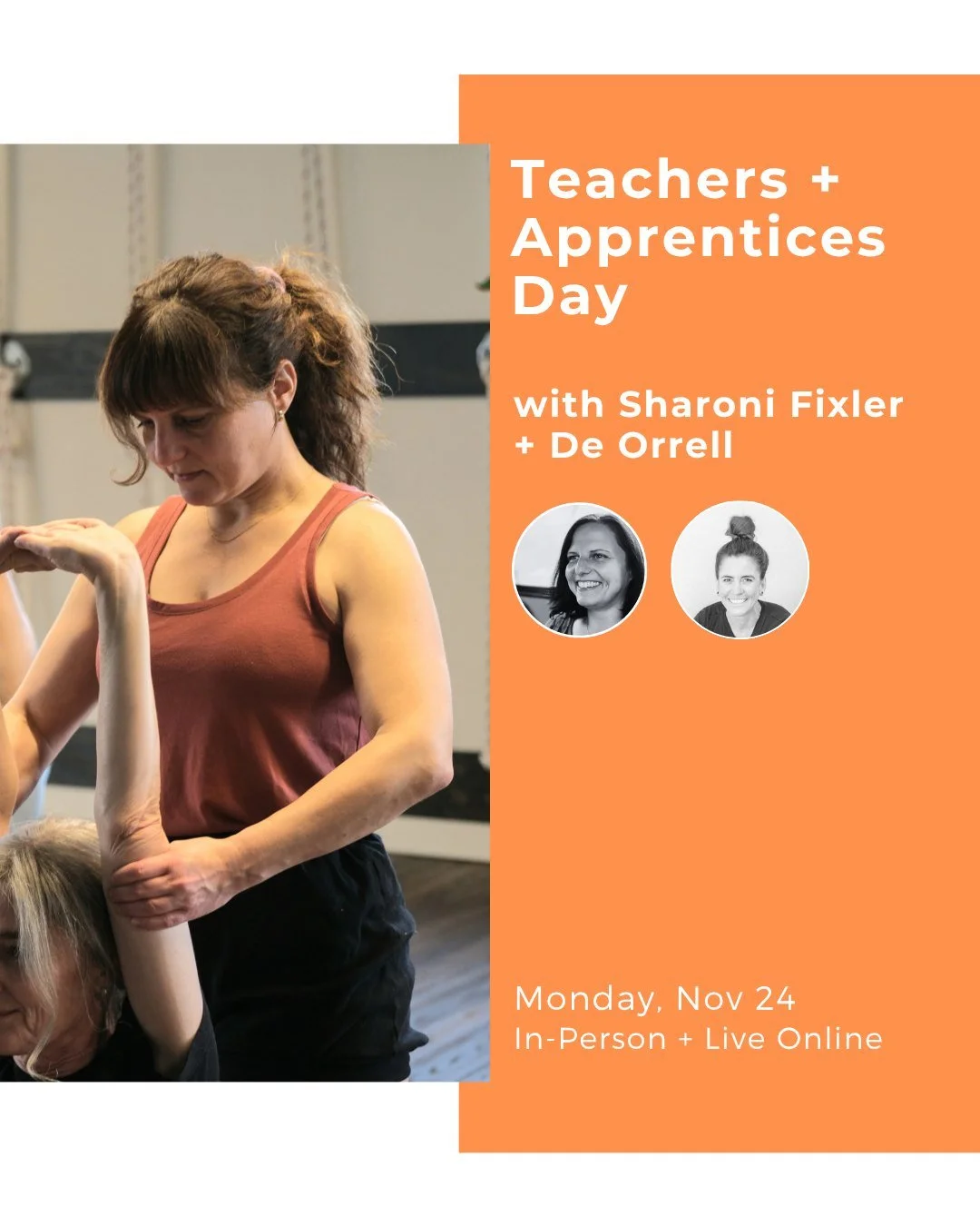Teachers + Apprentices Day with Sharoni + De 📚💫

Join Sharoni Fixler and De Orrell for a day of practice and learning focused on practice and teaching skills for those preparing for assessments and/or  professional development. Together we will acc