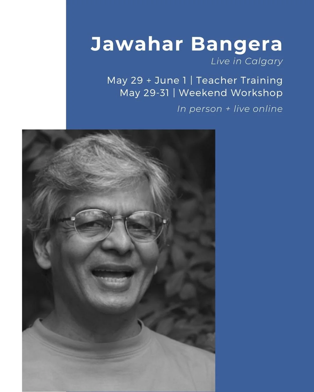 Jawahar Bangera Live in Calgary Spring 2026

A rare opportunity to study with an expert teacher who has masterful insights into practice techniques and its principles. Jawahar will explore how the practice touches the various layers of a human being 