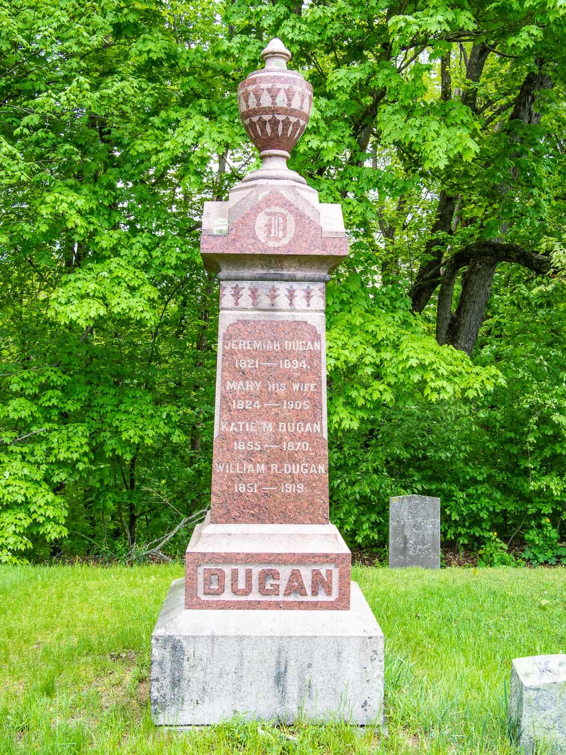 Dugan family granite 19th-20th century monument