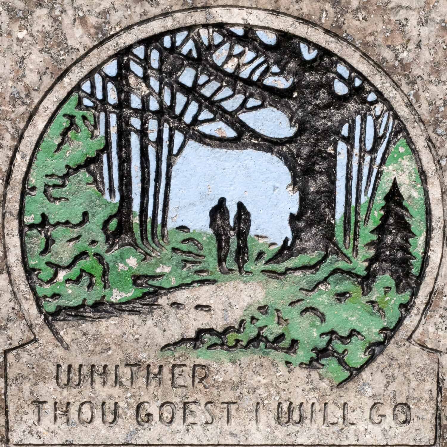 etched color image on granite tombstone