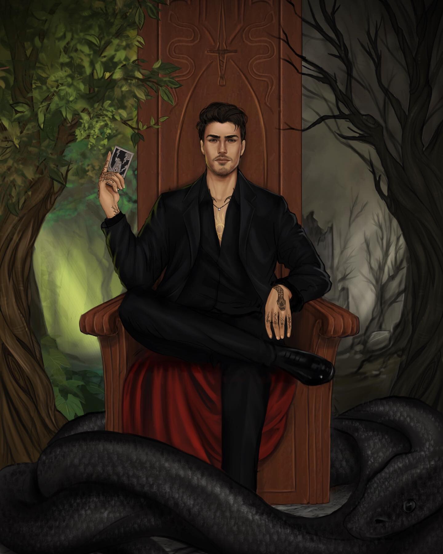 Elyon for @laurendedroogauthor from her book A Curse of Crows! Again Lauren had lots of fun little details and requests for me to play around with and loved being able to make a second &ldquo;throne&rdquo; piece that matches the artwork of Diana I di