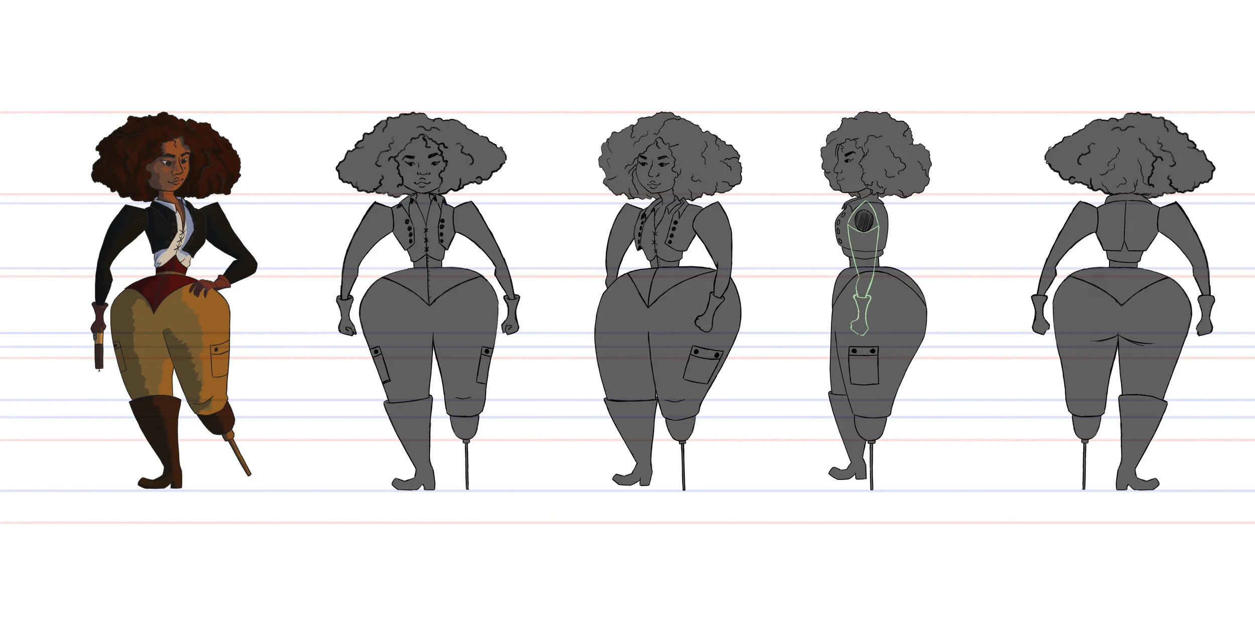 Pirate Lady TurnaroundDone in Photoshop