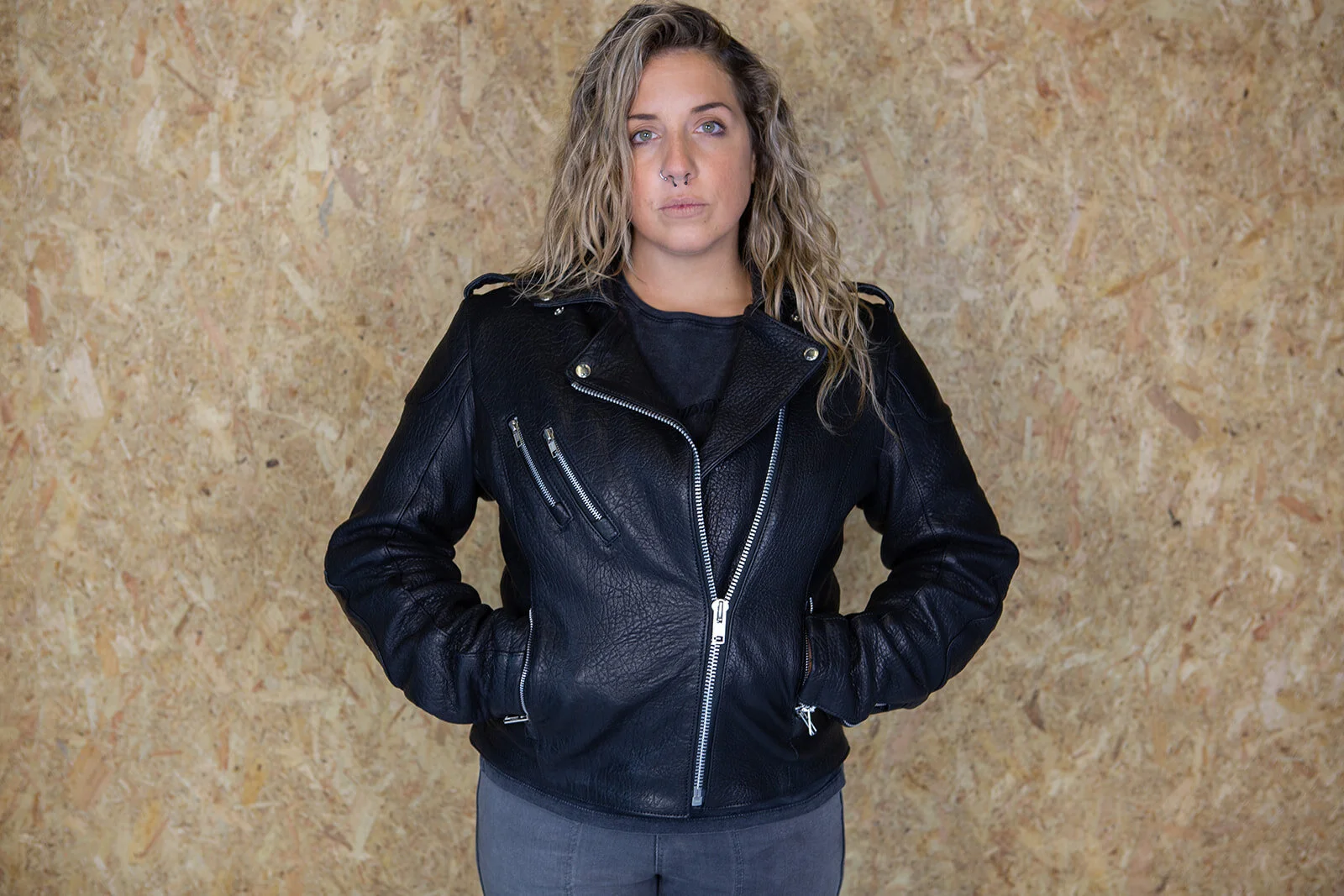 black arrow leather jacket