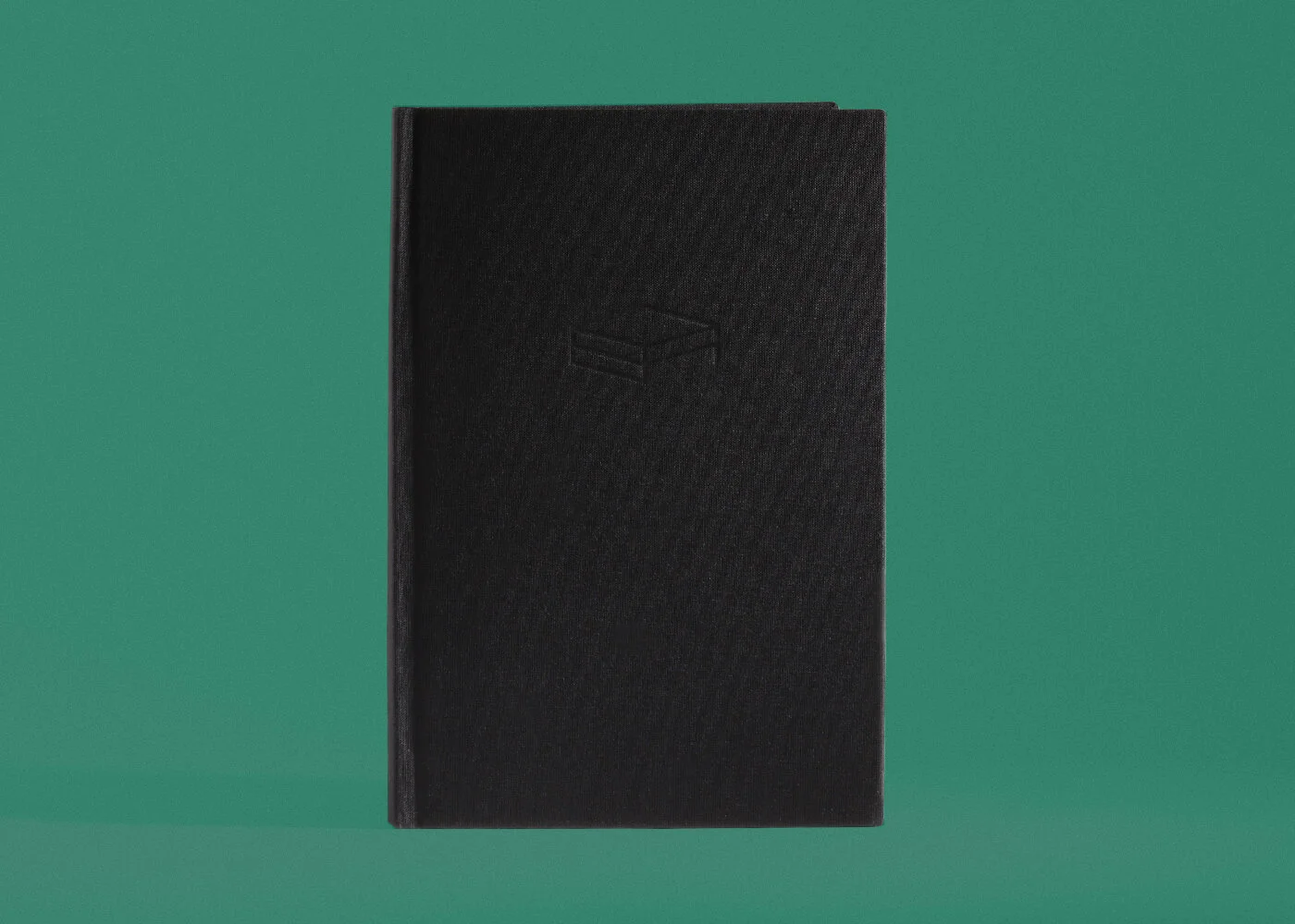Black linen custom hardcover binding produced by BookArt in Montreal