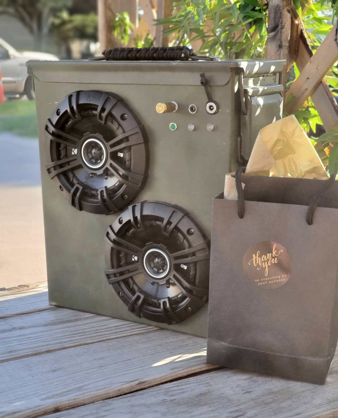 1 more speaker in the book. These ammo can speakers are a lot of fun, look great, and sound awesome, and people always seem to really enjoy them. #tinkeraudio #custom #bluetooth #speaker #handmade #unique #oneofakind#upcycle #ammocanspeaker #voctribe