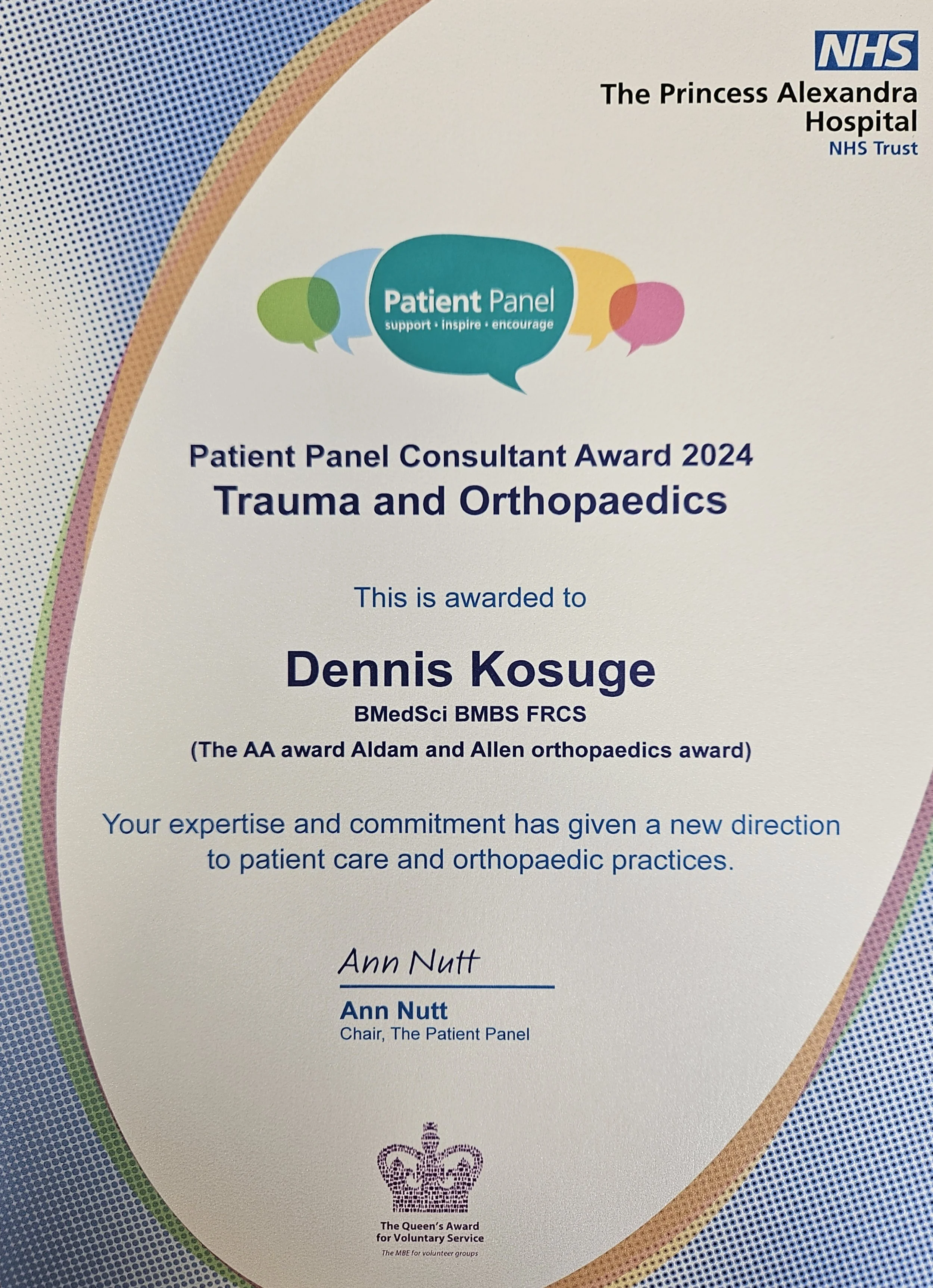 Patient Panel Consultant Award 2024