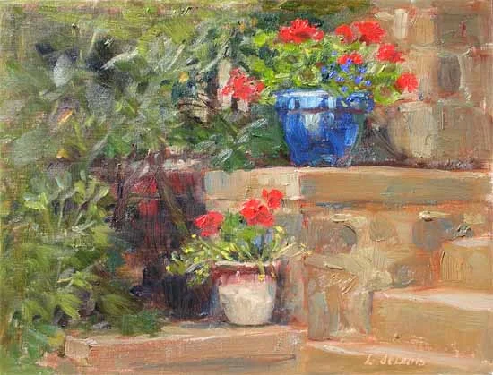    Red Geraniums  oil Image Size: 8" x 10"  
