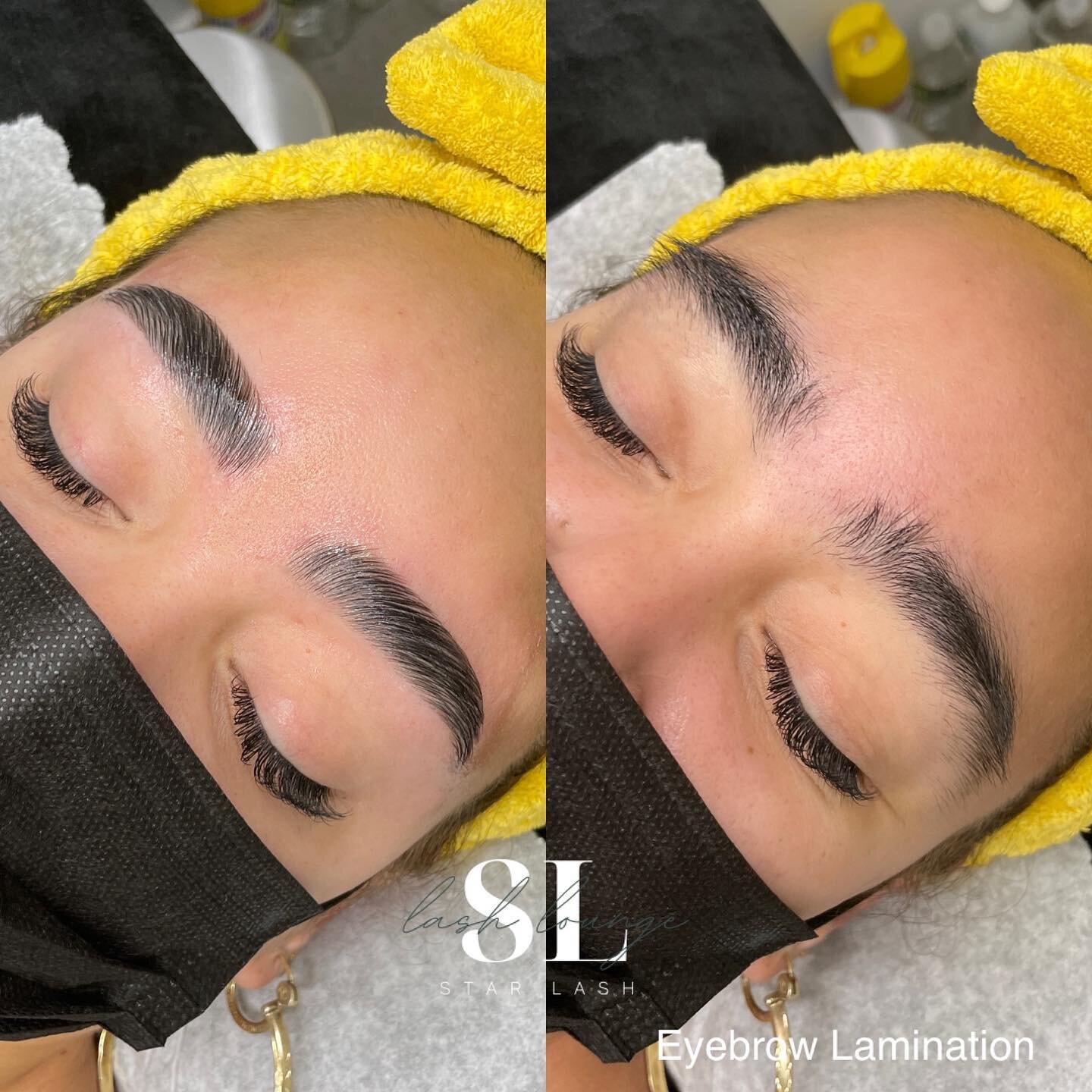 Eyebrow Lamination: before and after. Results last 5-7 weeks. Link in bio for booking ⭐️