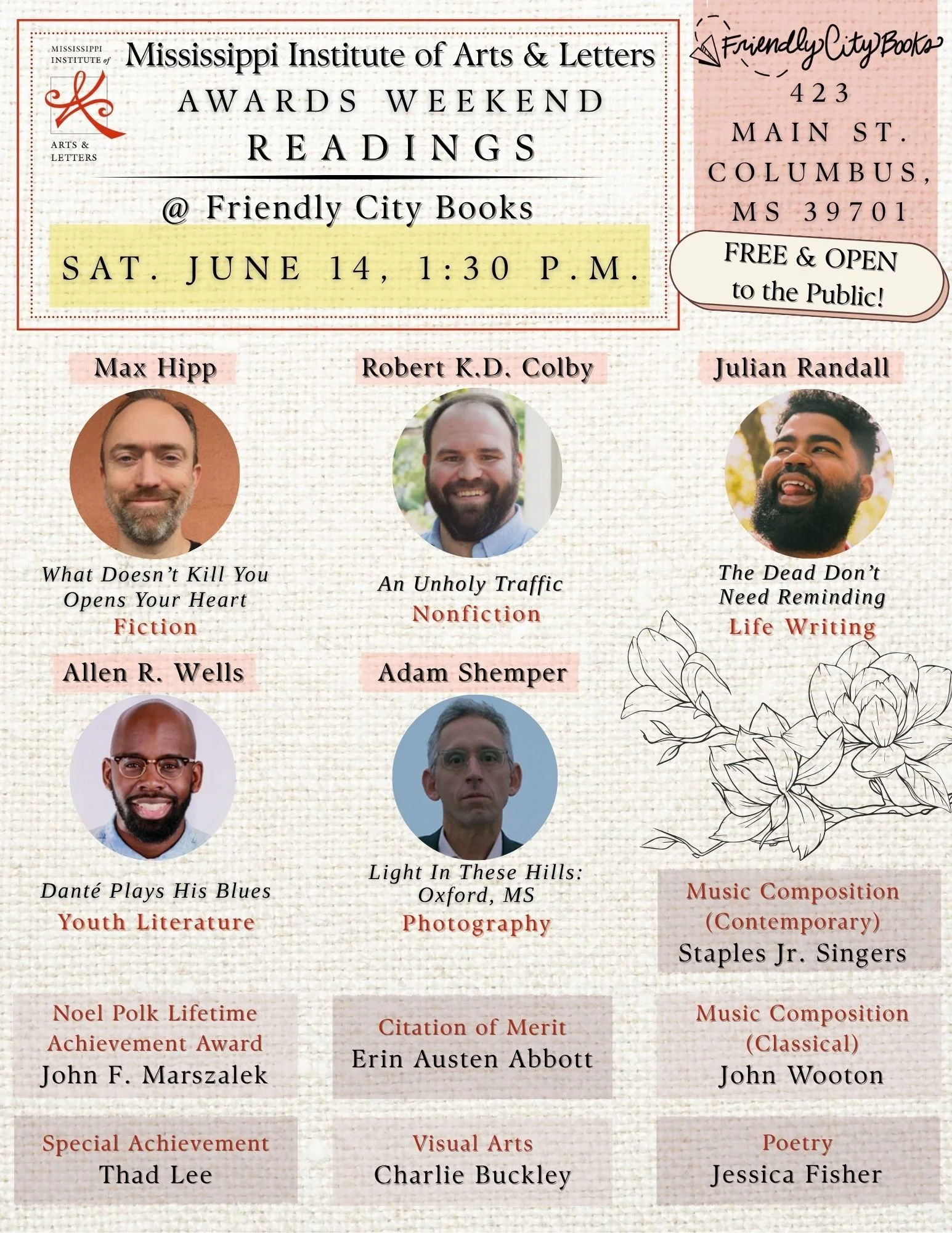 Mississippi Institute of Arts and Letters Awards Weekend Readings