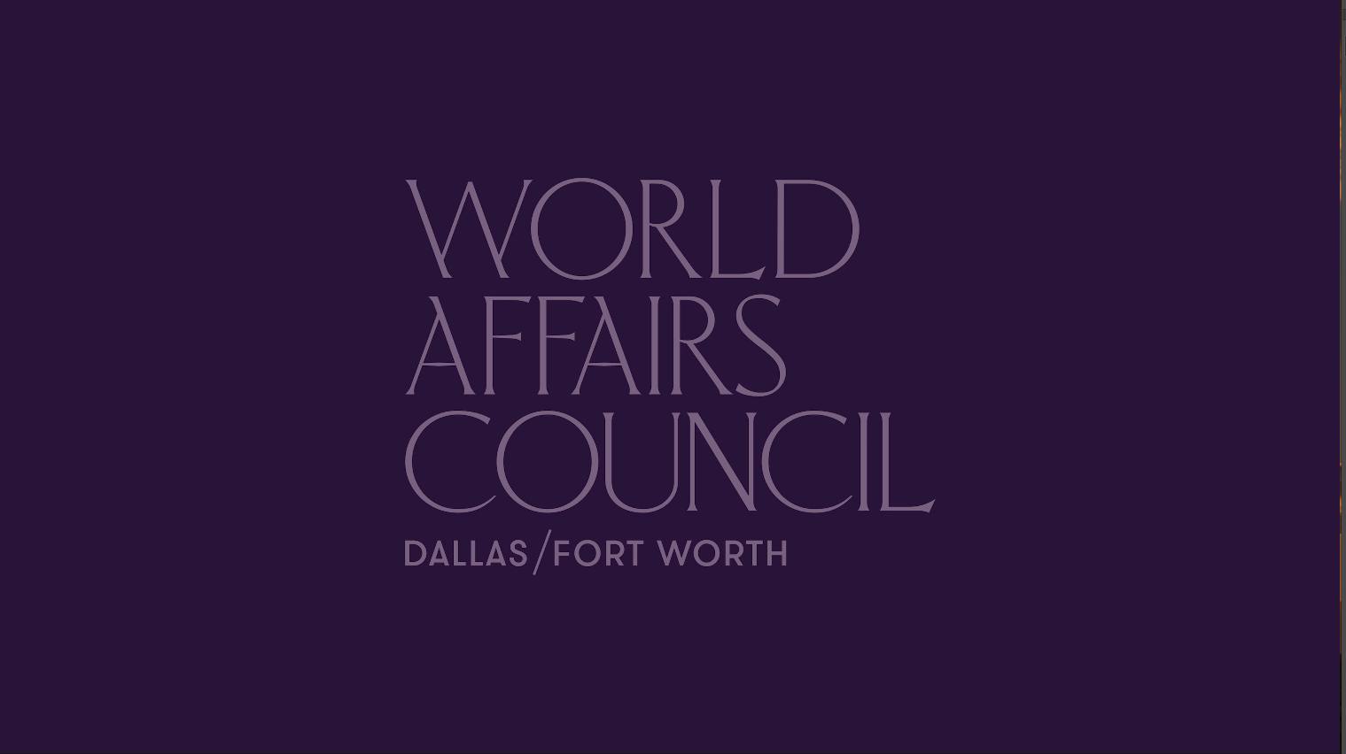 World Affairs Council of Dallas Fort Worth purple graphic