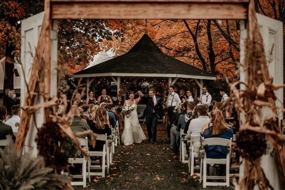 Outdoor wedding ceremony at Humble Beginnings Event Venue Ontario.