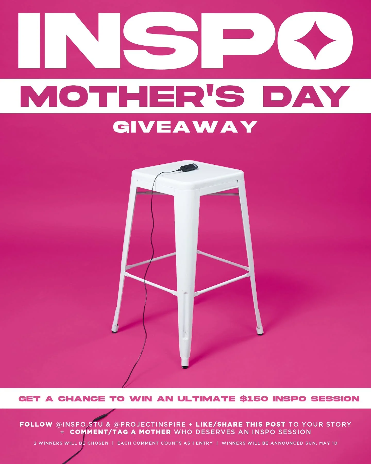 This Mother&rsquo;s Day, we&rsquo;re giving back to the women who give us everything 💖

Win an Ultimate INSPO Session ($150 value) for a mom who deserves to feel seen, celebrated, and beautiful.

How to enter: ✨ Follow @inspo.stu &amp; @projectinspi